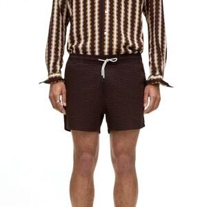 OAS Calo Espresso Swim Shorts XXL NEW Brown Woven Seersucker Textured Trunks